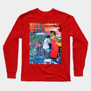 Woman In Red Long Sleeve T-Shirt